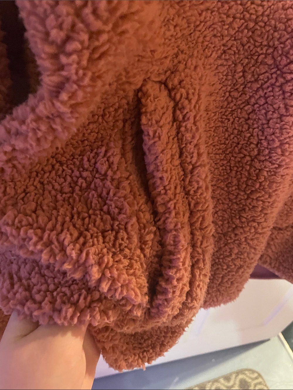 Old Navy Dusty Rose Teddy Sherpa Quarter-Zip Jacket - Picture 5 of 5